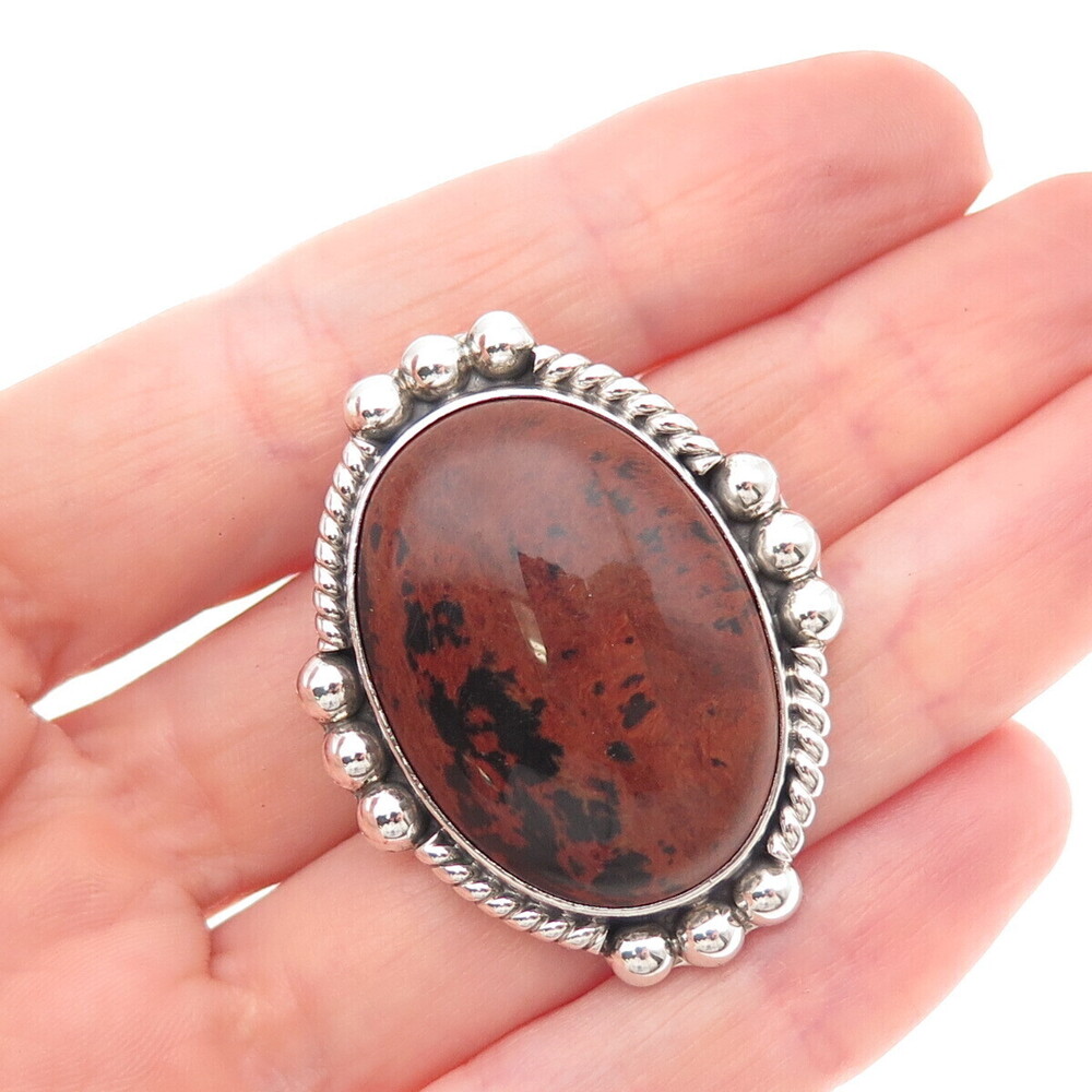 925 Sterling Silver Vintage CII Mexico Real Jasper Beaded Pin Brooch / Pendant